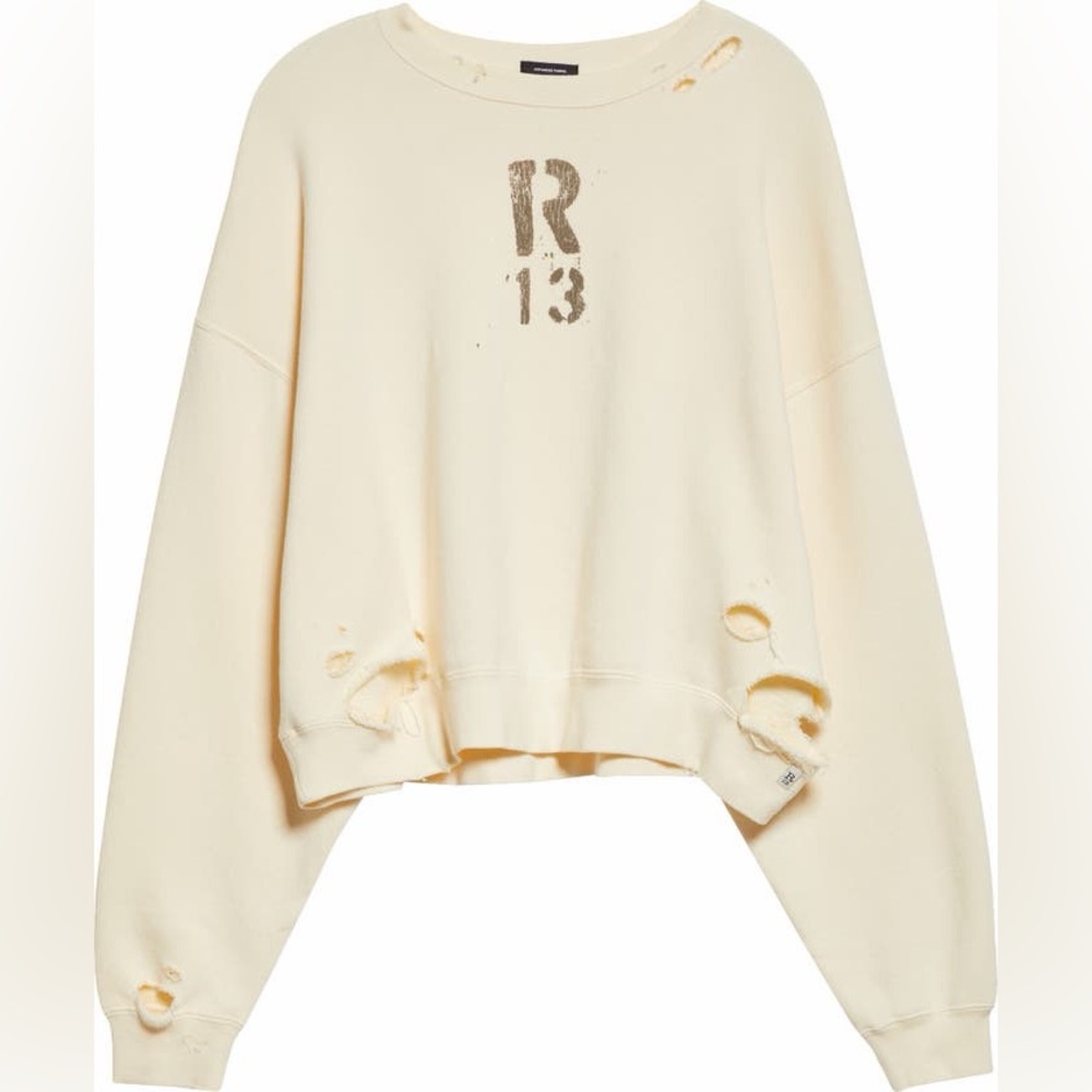 Distressed Logo Graphic Crop Sweatshirt
R13